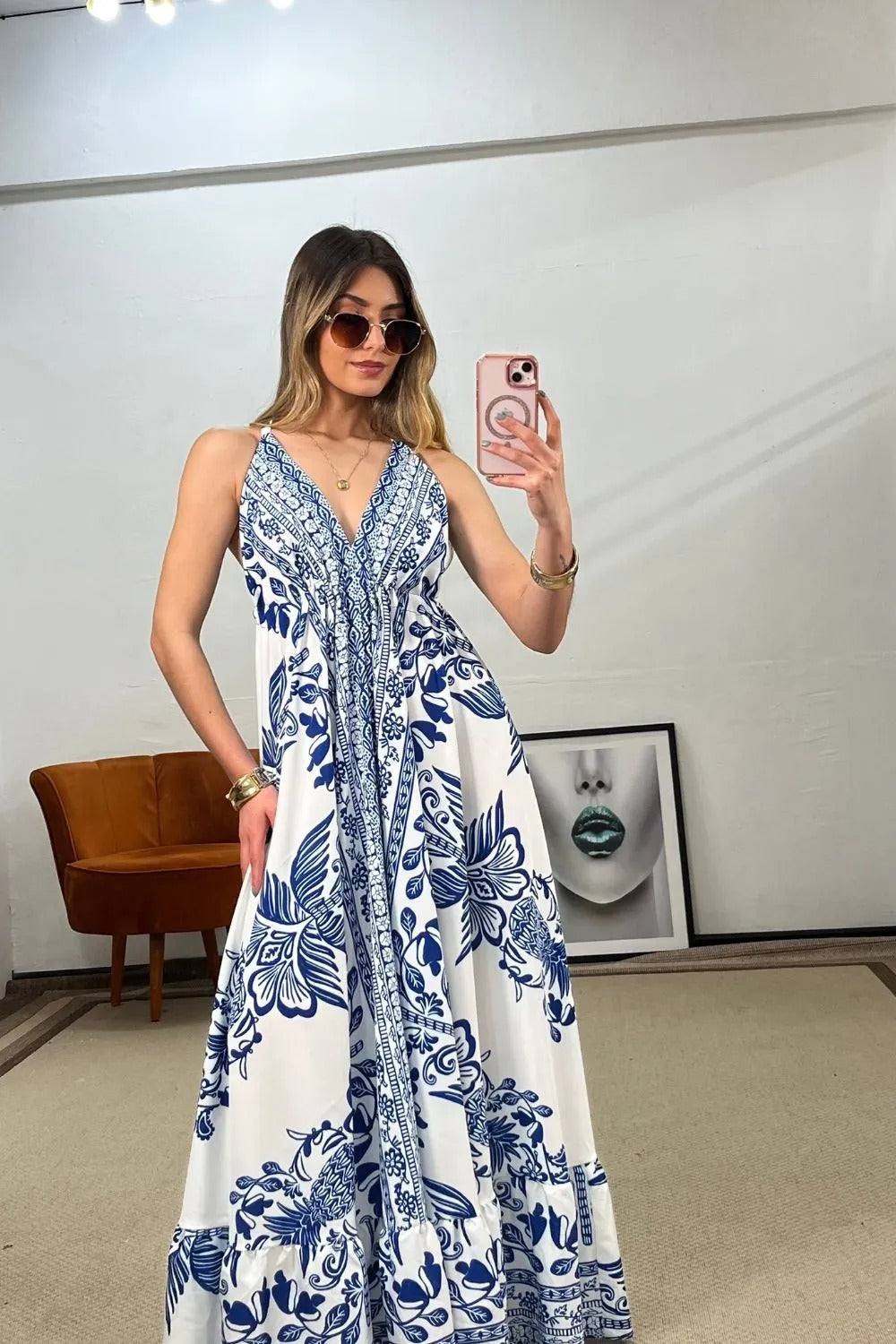 Vestido Joaquina Mediterrânea