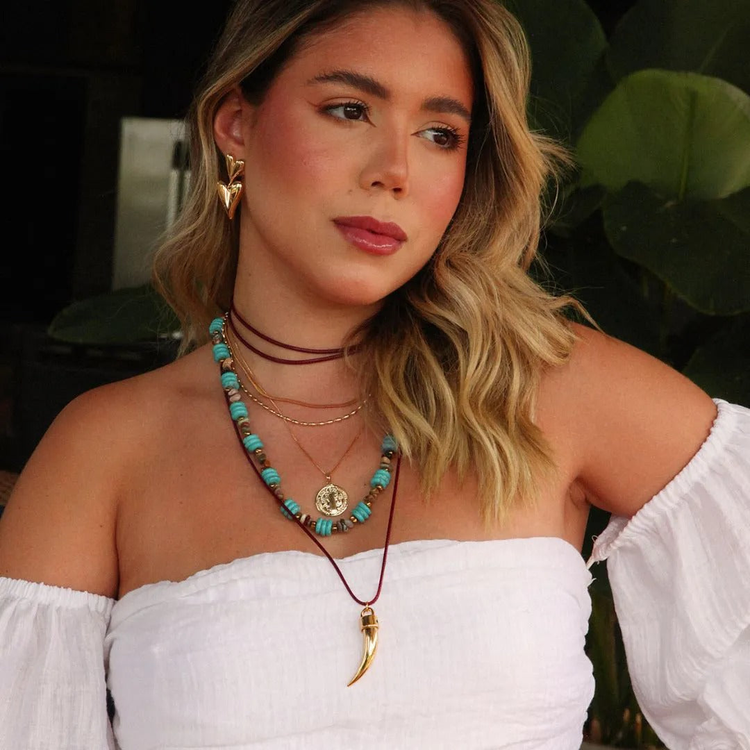 Choker básica grão banhada a ouro 18k