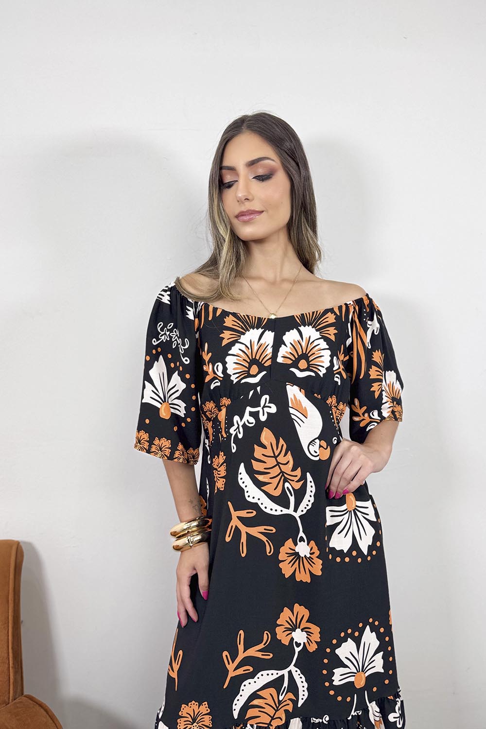 Vestido Liana Manga Curta