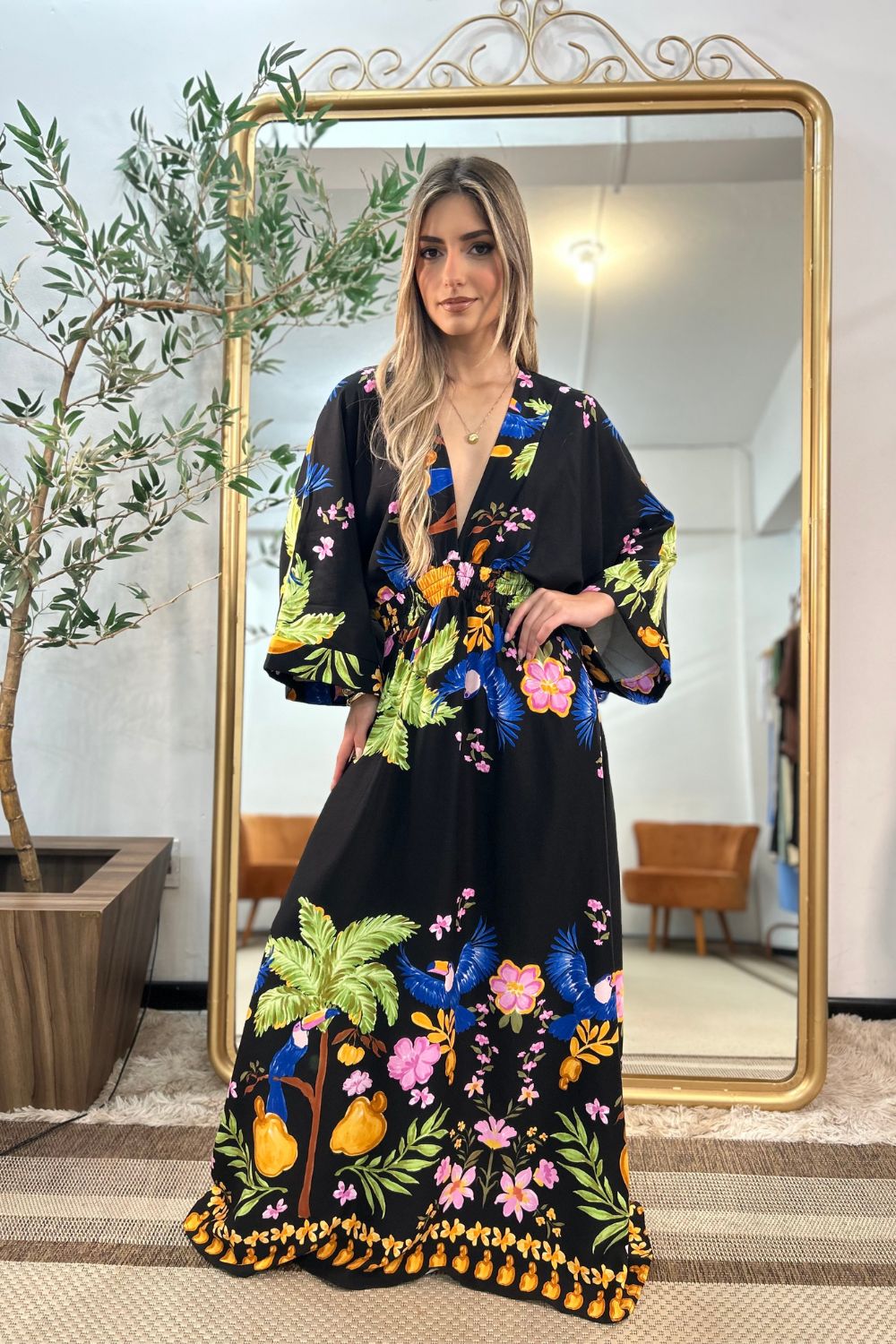 Vestido Celena Manga Longa