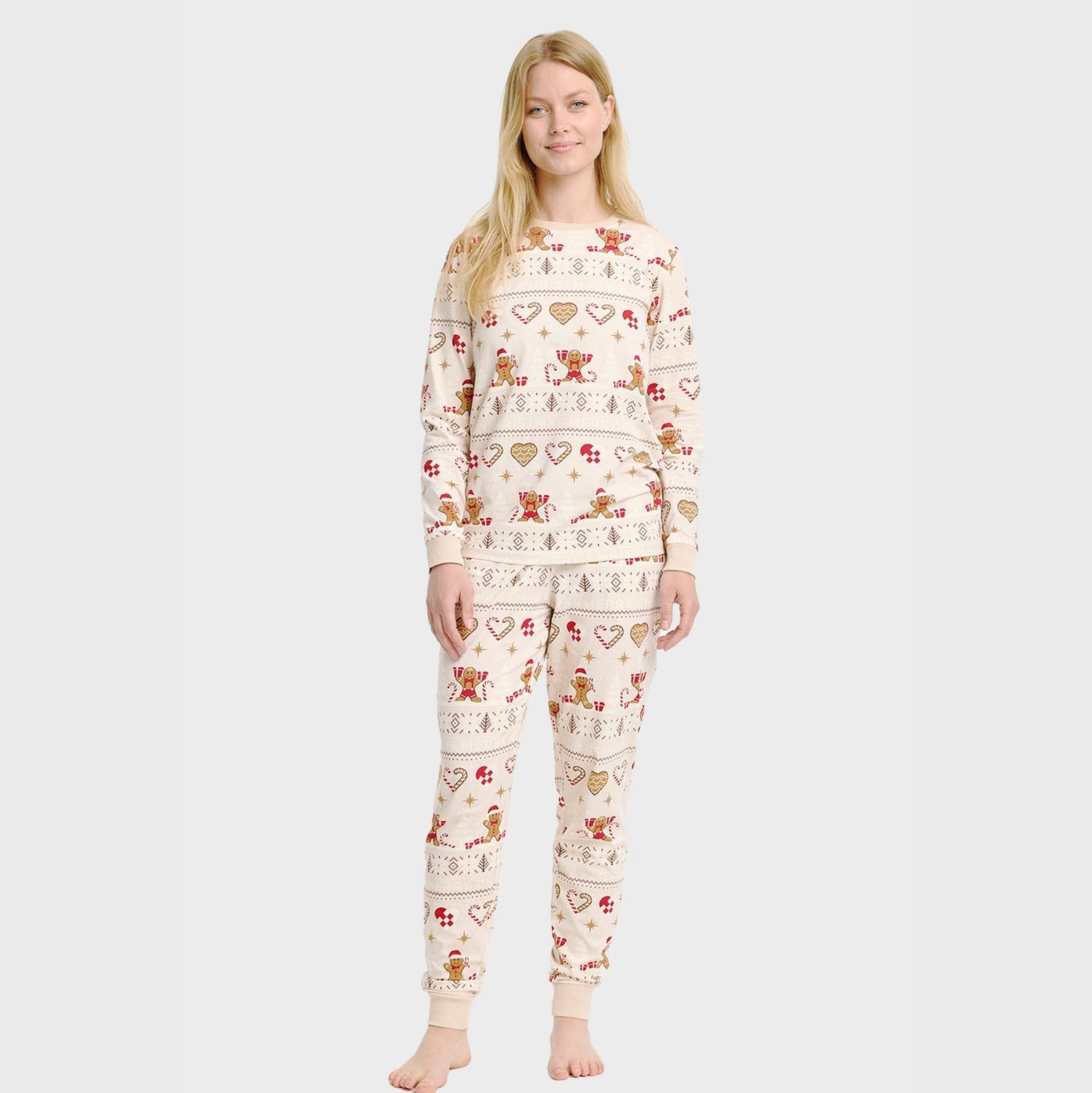 Christmas Cookie Christmas Pajamas Beige – Women