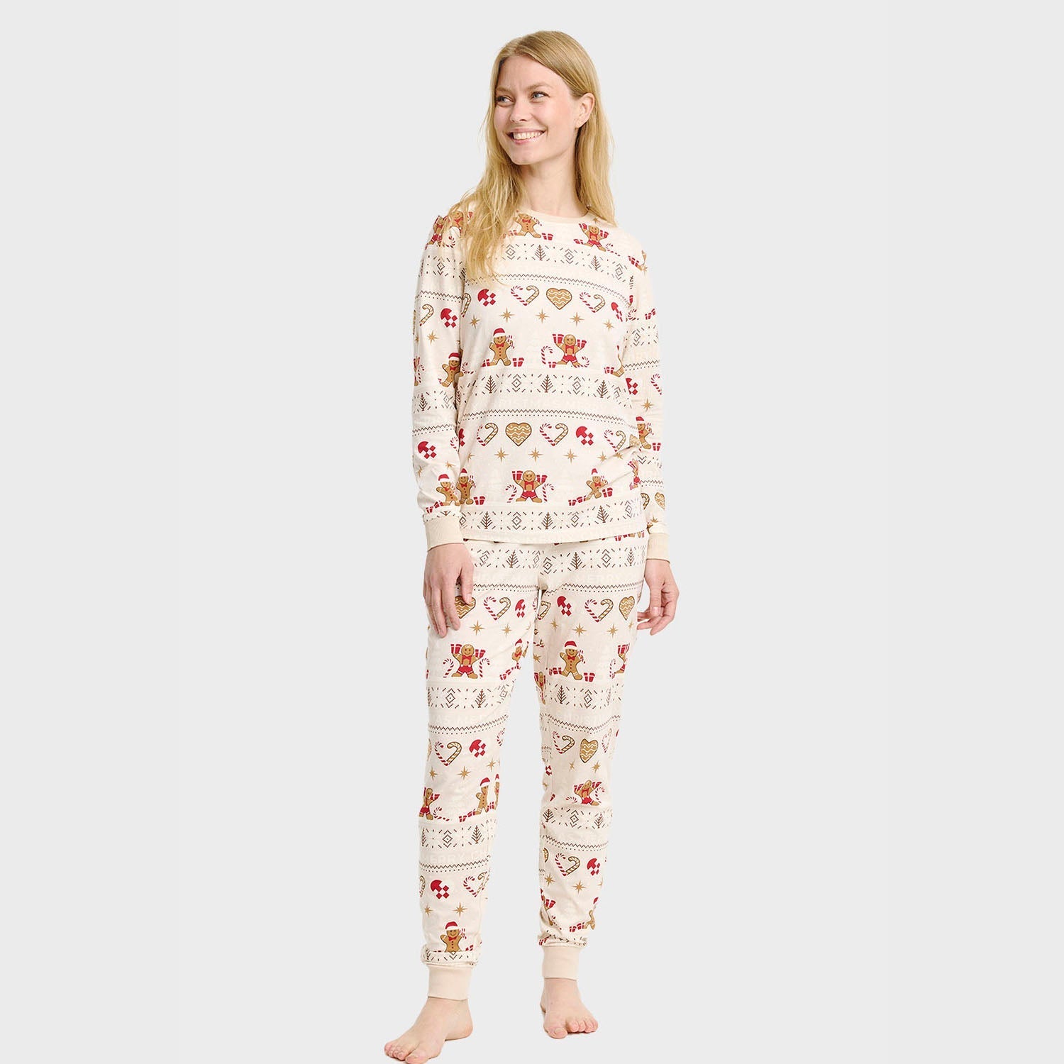 Christmas Cookie Christmas Pajamas Beige – Women