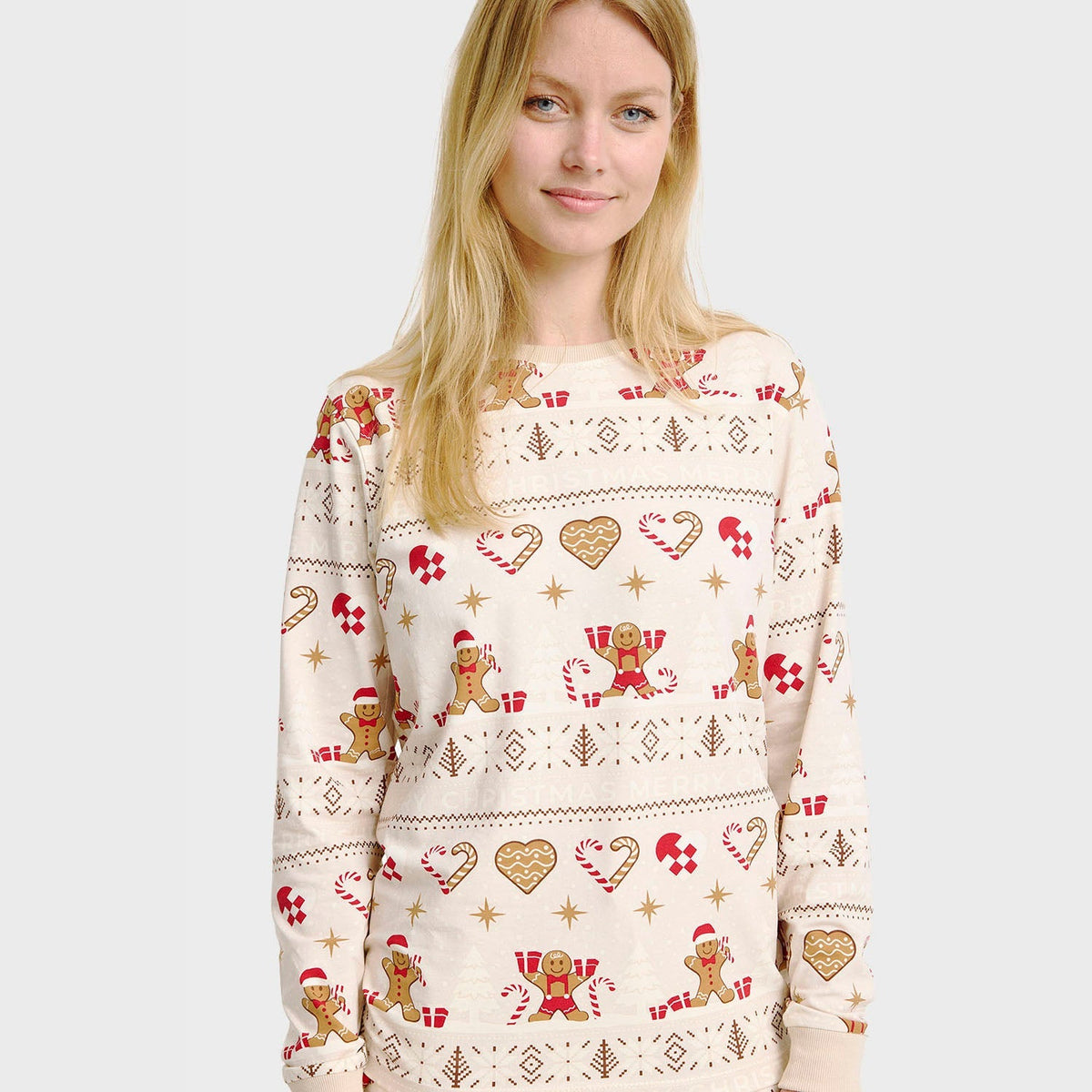 Christmas Cookie Christmas Pajamas Beige – Women