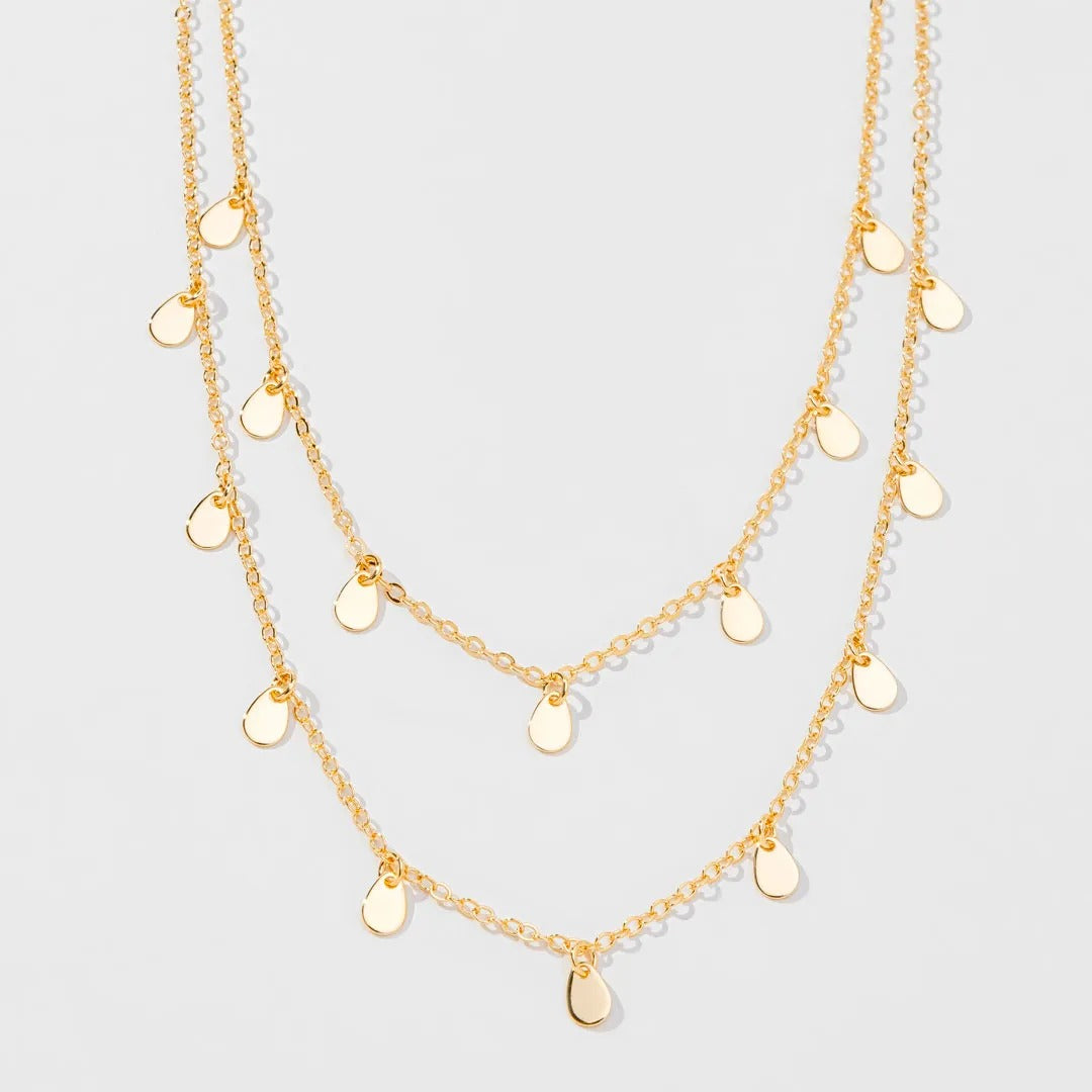 Colar duplo de gotinhas banhado a ouro 18k