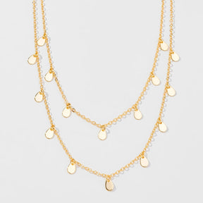 Colar duplo de gotinhas banhado a ouro 18k