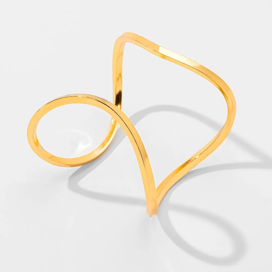 Bracelete duplo grande tubo quadrado banhado a ouro 18k