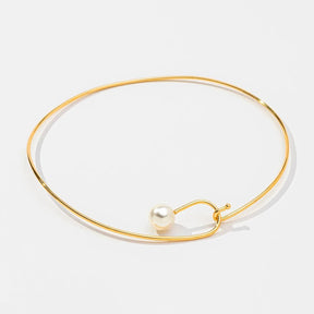 Choker clássica com pérola banhada a ouro 18k