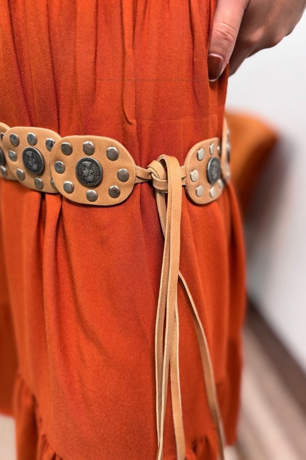 Cinto Boho Moedas Caramelo [AJUSTAVEL DO P AO G2]