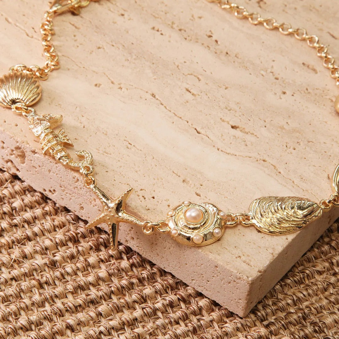 Choker fundo do mar banhada a ouro 18k