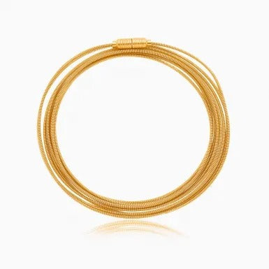 Pulseira corda de violão banhada a ouro 18k