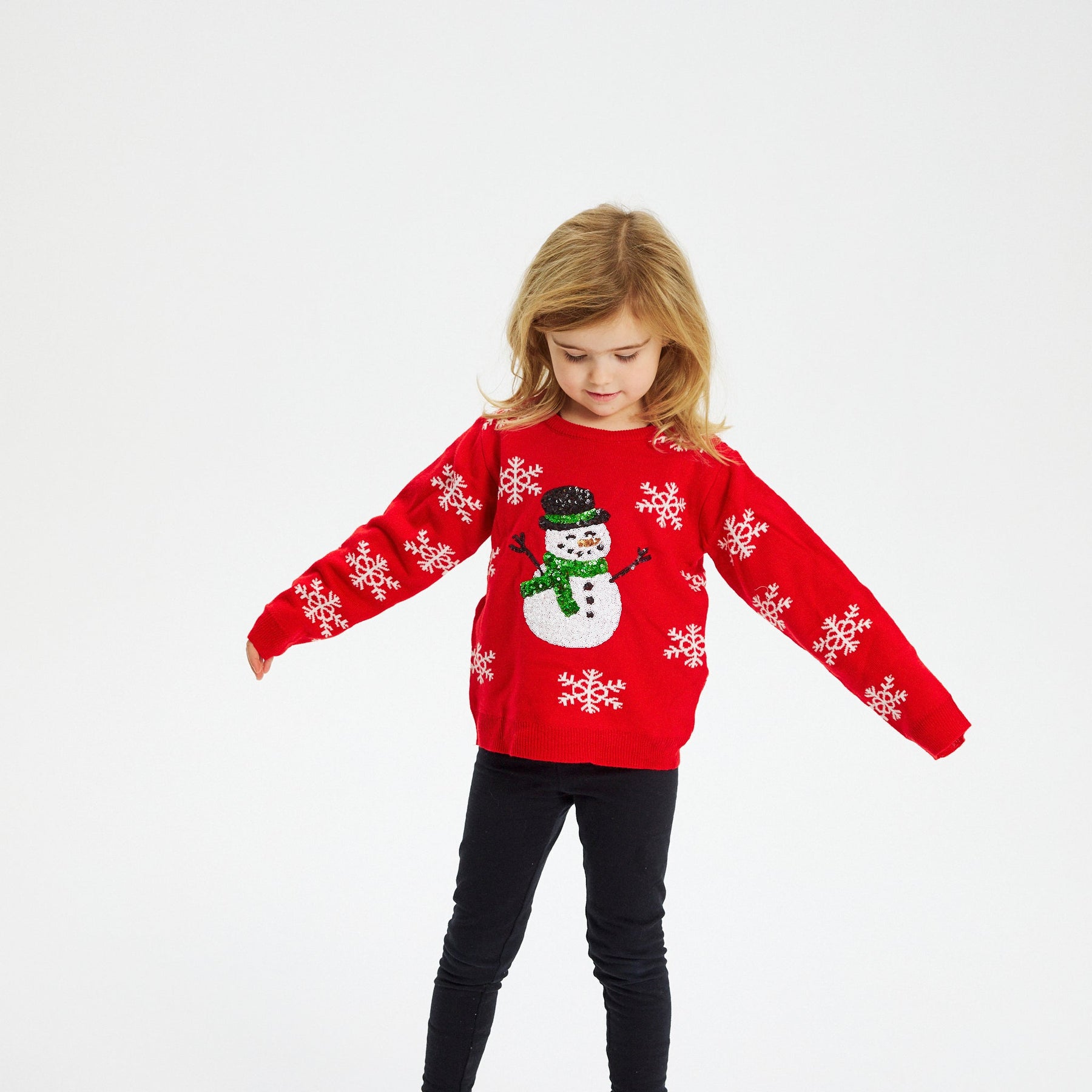 Red Snowman Christmas Sweater – Kids