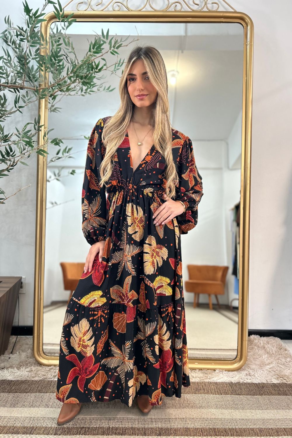 Vestido Andreia Manga Longa Linha GOLDN [EDIÇÃO LIMITADA]