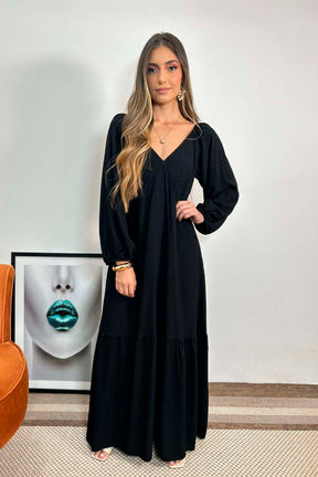 Vestido Carla Manga Longa Preto