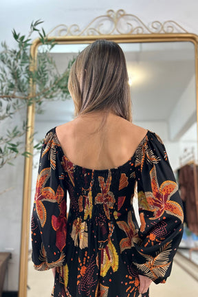 Vestido Carla Marrom Estampado Linha GOLDN [EDIÇÃO LIMITADA]